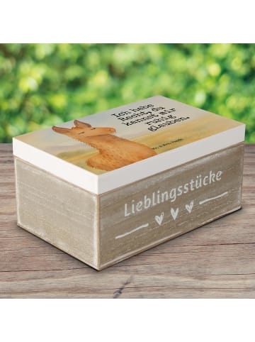 Mr. & Mrs. Panda Truhe Lamakopf Genervt Design mit Spruch in Weiß