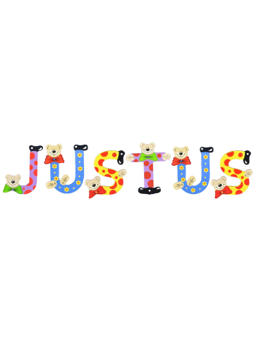 Playshoes Deko-Buchstaben "JUSTUS" in bunt