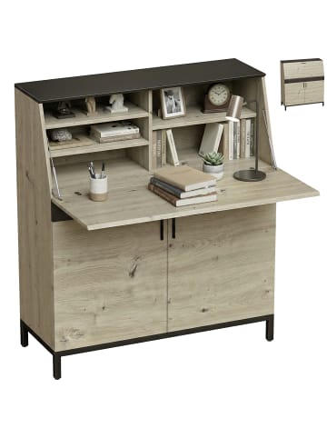 HOMCOM Sekretär-Schreibtisch-100L x 40B x 115H cm-Naturholz