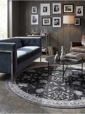 Teppich Kurzflor VERNANTE waschbar Orient Diele in Schwarz-Creme-Grau