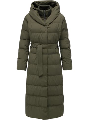 ragwear Steppmantel Niani Long in Dark Olive