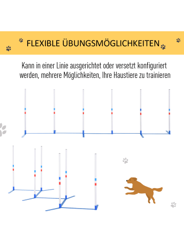 Pawhut Hunde Agility Set Weiß+Blau PE-Kunststoff