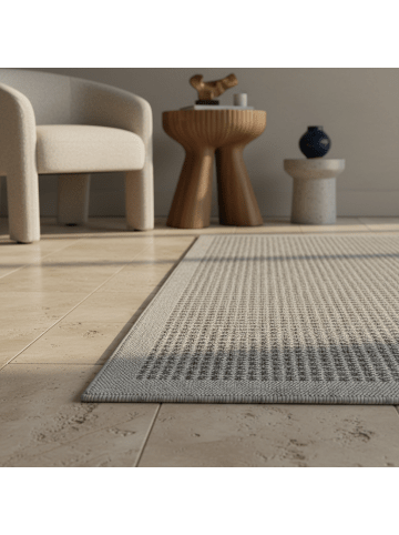 KADIMA DESIGN Teppich Outdoor Waschbar Einfarbig DAFNE Strapazierfähig OEKO-TEX in Grau