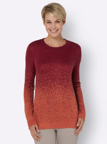 Sieh an! Jacquardpullover in dunkelrot-gemustert