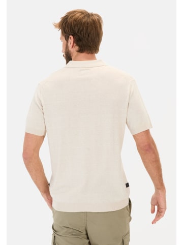 Camel Active Strick-Poloshirt aus Baumwoll-Leinen-Mix in Beige