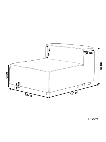 Beliani Sofaelement ARDAL in Grau/Schwarz - (W) 88 x (H) 68 x (L) 120 cm