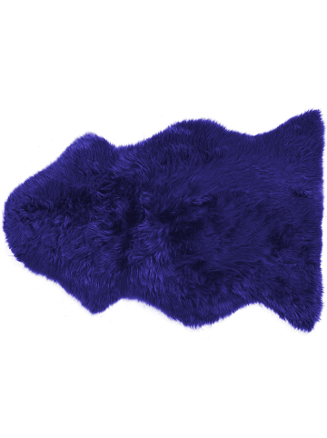 Beliani Schaffell ULURU in Blau - (W) 65 x (H) 8 x (L) 100 cm