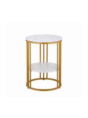 relaxdays Beistelltisch in Weiß/ Gold - (H)56 x Ø 40 cm