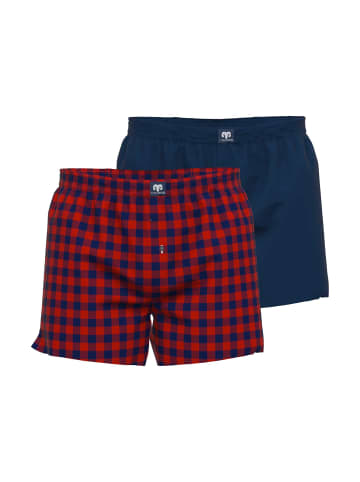 CECEBA Web-Boxershorts 2er Pack in Rot/Dunkelblau