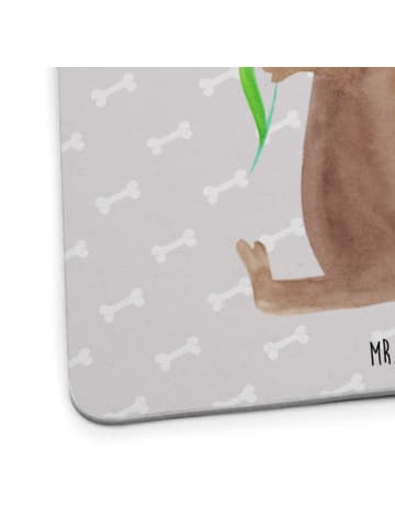 Mr. & Mrs. Panda Tischuntersetzer Hund Blume ohne Spruch in Grau Pastell