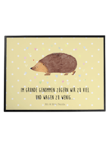 Mr. & Mrs. Panda Schreibunterlage Igel Herzen mit Spruch in Gelb Pastell