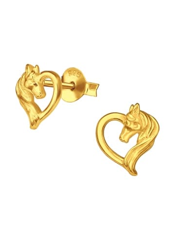 Alexander York Ohrringe - Ohrstecker HERZ PFERD in Gold aus 925 Silber - 2-tlg.