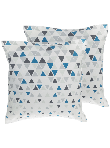 Beliani 2er-Set Dekokissen CLEOME in Bunt/Weiß/Blau