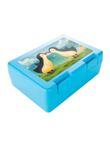 Mr. & Mrs. Panda Bentobox Pinguine Kuss Design ohne Spruch in Weiß