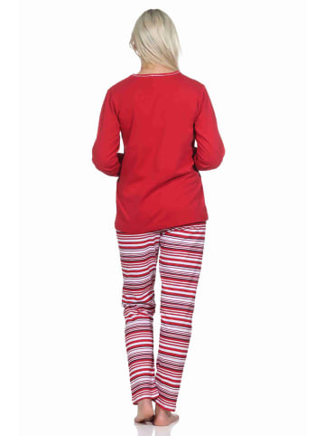 NORMANN langarm Schlafanzug Pyjama Oberteil Anker - 77343 in rot
