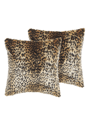 Beliani 2er-Set Dekokissen FOXTAIL in Braun/Beige