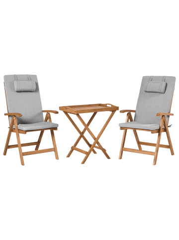 Beliani 3-tlg Bistro Set JAVA PREMIUIM in Braun/Grau