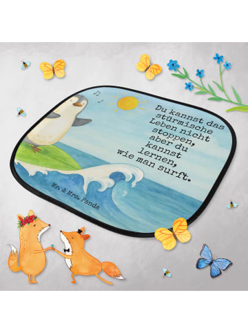 Mr. & Mrs. Panda Sonnenblende Auto Pinguin Surfer Design mit Spruch in Weiß