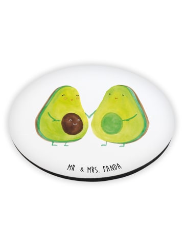 Mr. & Mrs. Panda Rund Magnet Avocado Pärchen ohne Spruch in Weiß