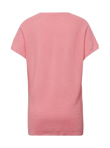 GOLDNER Pullover Baumwollpullover mit V-Ausschnitt und Halbarm in lachsrosa
