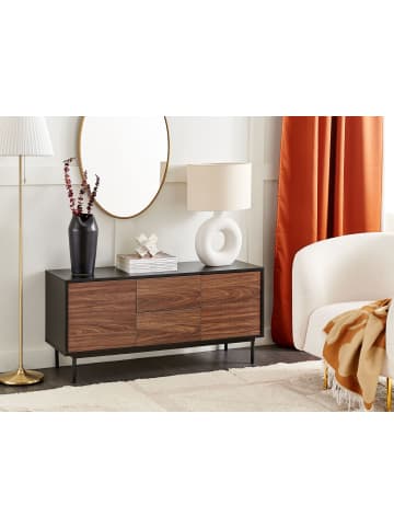 Beliani Sideboard OKLAND in Braun/Schwarz - (W) 120 x (H) 55 x (L) 38 cm
