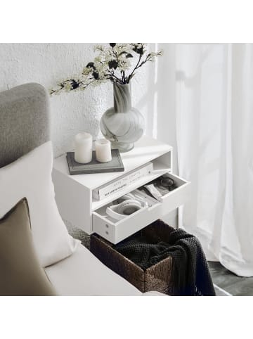SoBuy Nachttisch in Weiß - (B)45 x (H)22 x (T)25cm