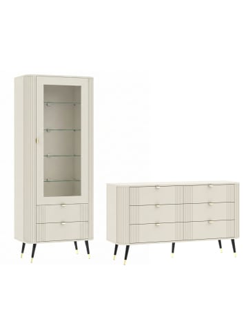 Feldmann-Wohnen Wohnzimmer-Set Onyx 2-teilig Kaschmir 216,6 / 60 / 192,4cm