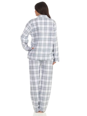 NORMANN langarm Flanell Pyjama Schlafanzug kariert - 70142 in Blau