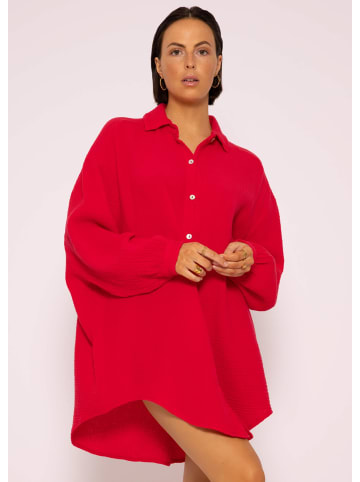 SASSYCLASSY Ultra Oversize Musselin-Blusenhemd lange Variante in Rot