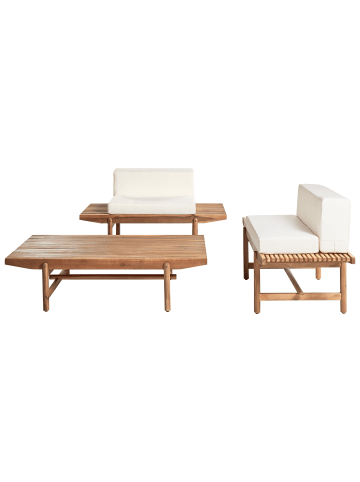 Beliani 3-tlg Lounge Set GIAVENO in Braun/Weiß