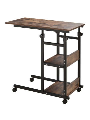 HOMCOM Beistelltisch in Rustikal-Braun 80L x 40B x 82H cm