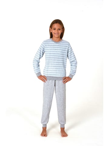 NORMANN Frottee Pyjama Schlafanzug Bündchen - 82542 in hellblau