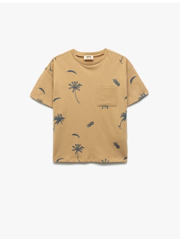 KOTON TSHIRT SS in Kamelfeder Gemustert
