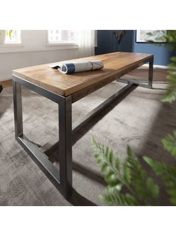 KADIMA DESIGN Vintage Esszimmerbank im Mangoholz-Stil, Metallgestell, stabil & Unikat