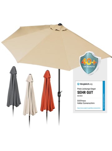 EASYmaxx Sonnenschirm halbrund 270x140cm beige UV-Schutz Braun