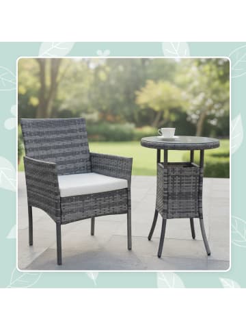 relaxdays 3-tlg. Gartenmöbel-Set "Rattan" in Schwarz