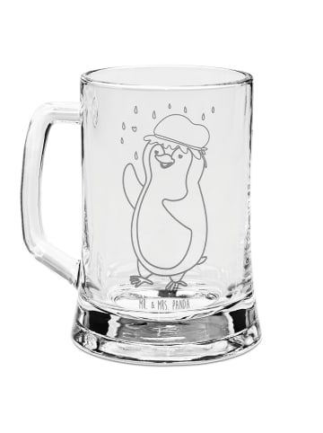 Mr. & Mrs. Panda Bierkrug Glas Pinguin Duschen ohne Spruch in Transparent