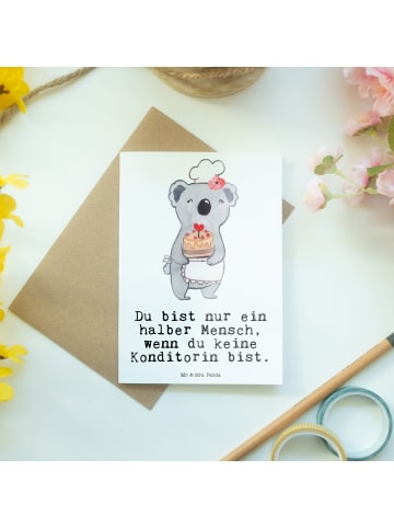 Mr. & Mrs. Panda Grußkarte Konditorin Herz mit Spruch in Weiß