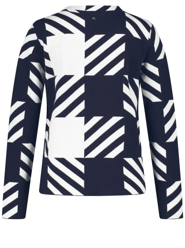 Gerry Weber Pullover Langarm Turtle in navy/offwhite check jacquard