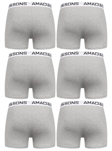 Amaci&Sons 6er Pack Boxershorts Robbie in Hellgrau/Weiß