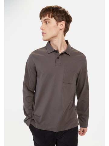 Camel Active Langarm Poloshirt aus reiner Baumwolle in Grau