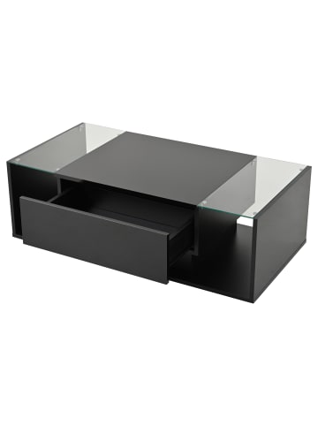 ABRIHOME Couchtisch mit 1 Schublade und LED in Schwarz 100*50*31cm