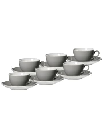Ritzenhoff & Breker 6er Set Kaffeetassen mit Untertassen Doppio in – 200 ml in Grau