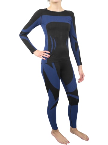 normani Sport-Funktionsunterwäsche-Garnitur für Damen in Schwarz/Blau