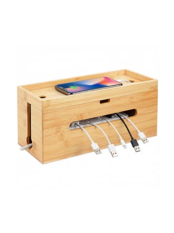 relaxdays Kabelbox in Natur - (B)34 x (H)16 x (T)13,5 cm