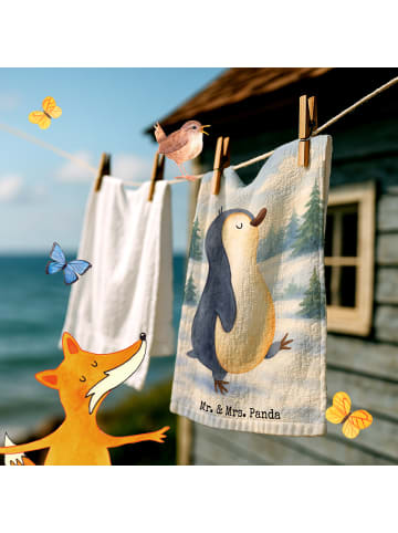 Mr. & Mrs. Panda Handtuch Pinguin mHerzieren Design ohne Spruch in Weiß
