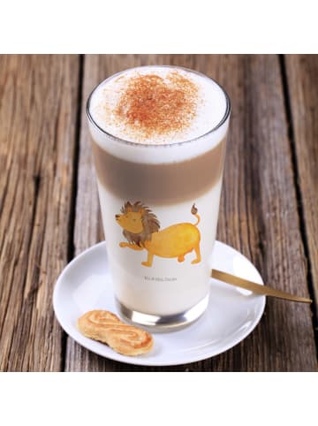 Mr. & Mrs. Panda Latte Macchiato Glas Sternzeichen Löwe ohne Spruch in Transparent