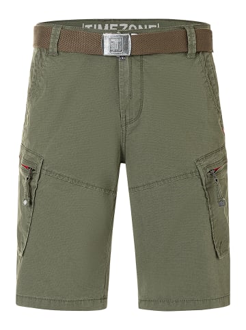 Timezone Cargo Shorts Reißverschluss Knielanger Schnittschen in Olive