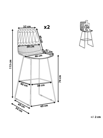 Beliani 2-tlg Barhocker PRESTON in Schwarz
