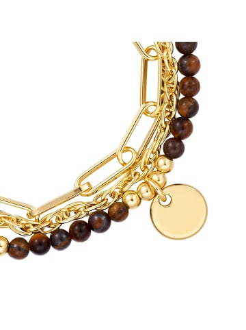 Yokoamii Armband aus Metall-Legierung mit Naturstein in gelbgold